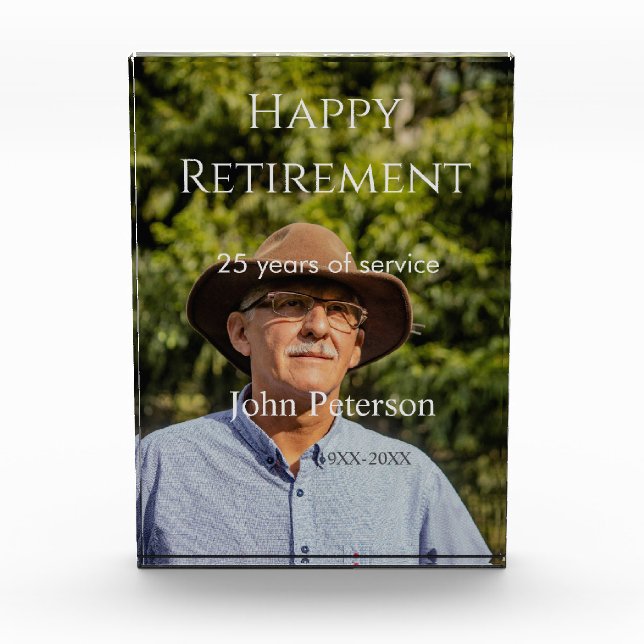 Feliz retiro foto nombre años de servicio (Anverso)