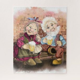 Feliz rompecabezas de la abuela y el abuelo