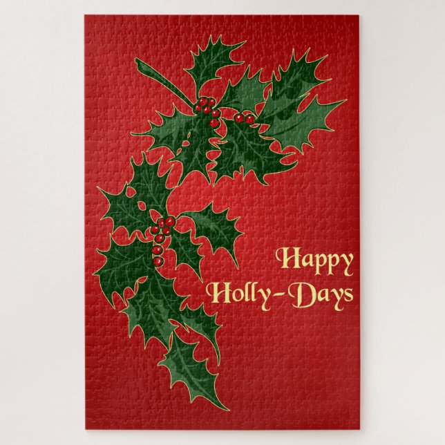 Feliz rompecabezas de los Navidades de Holly-Days (Vertical)