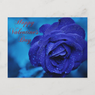 Feliz rosa azul de San Valentín postal