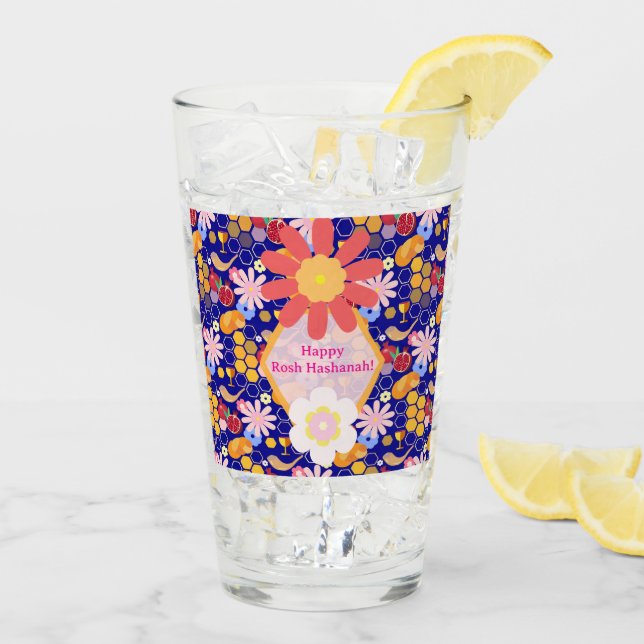 Feliz Rosh Hashanah Patrón floral de Año Nuevo jud (Reverso (hielo))