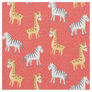 Feliz Safari Zebras y jirafas Tela Cuta