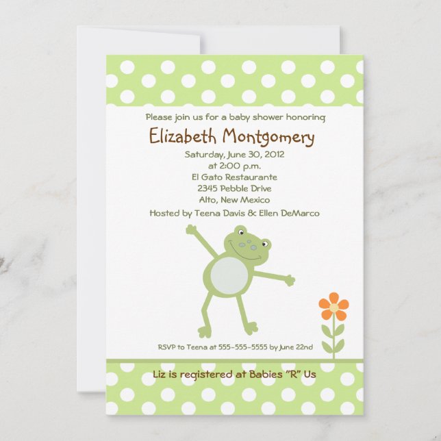 Feliz Salto Verde Frog Baby Shower Invitaciones (Anverso)