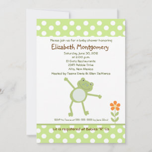 Feliz Salto Verde Frog Baby Shower Invitaciones