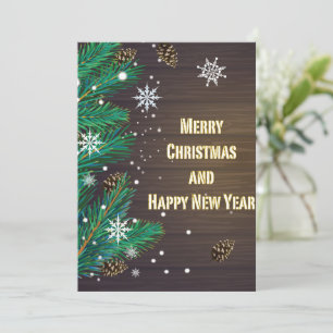 Feliz saludo de Navidad en un fondo de madera