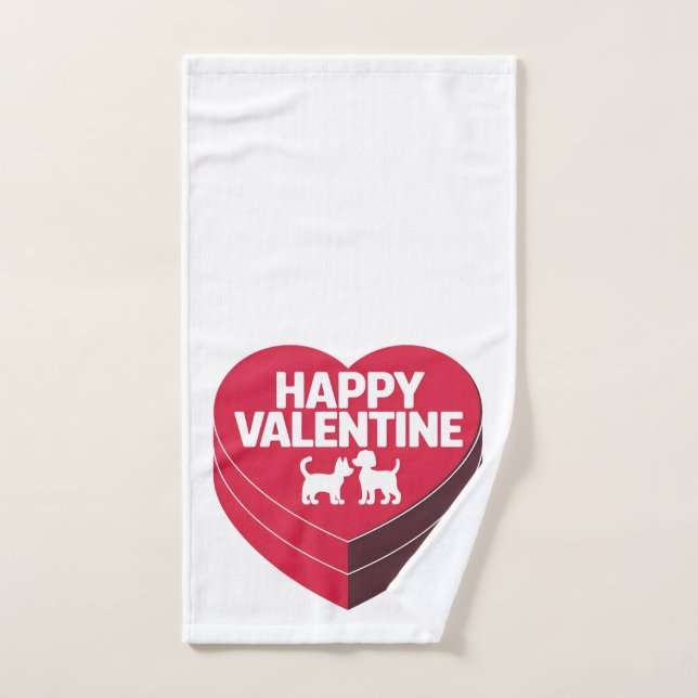 Feliz San Valentín, caja de chocolates y silueta p (Toalla de mano)