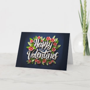 Feliz San Valentín flores de la tarjeta de amor de