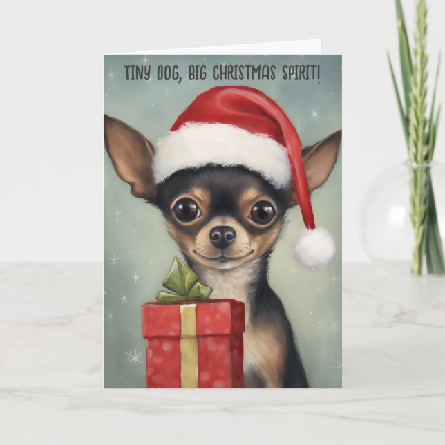 Feliz Santa Chihuahua con Tarjeta de Navidad de Re (Anverso)