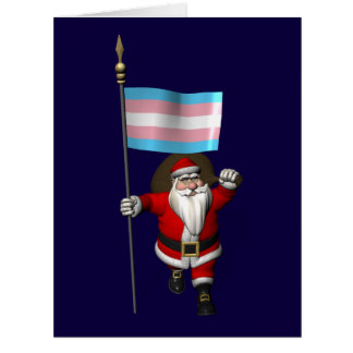 Feliz Santa Claus ondea bandera del orgullo transg