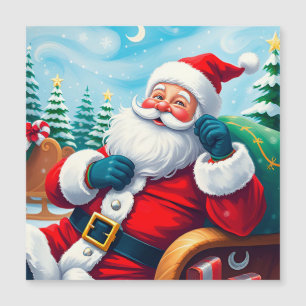 Feliz Santa Claus relajándose en un trineo festivo