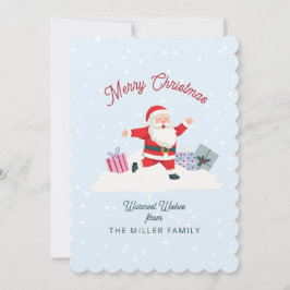 Feliz Santa, tarjeta de Navidades azul claro