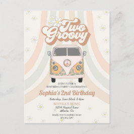 Feliz segundo cumpleaños, invitación con tema retr