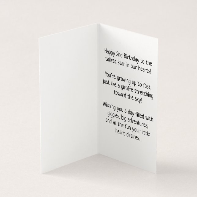 Feliz segundo cumpleaños - Tarjeta para niños (Interior)