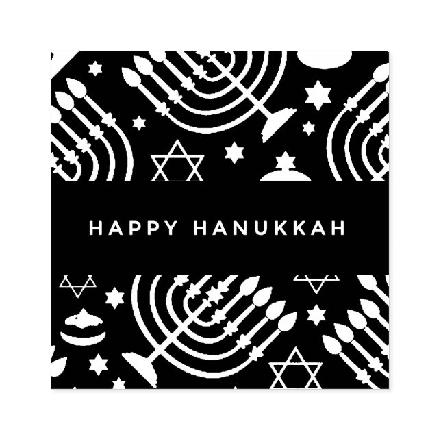 Feliz sello de goma de Hanukkah (Impresión)