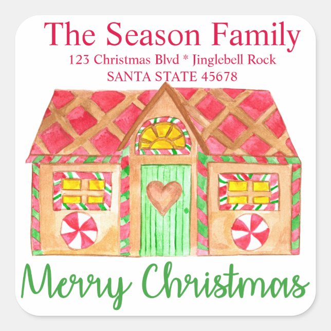 Feliz Sello para sobres de la casa Gingerbread de  (Anverso)