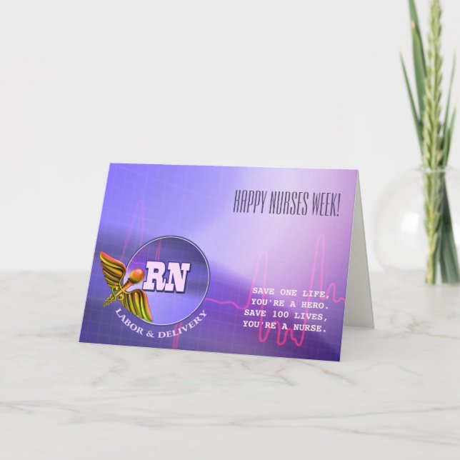 Feliz Semana de las Enfermeras. Tarjeta Caduceus m (Anverso)