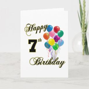 Feliz sétimo cumpleaños, tarjetas de cumpleaños y 