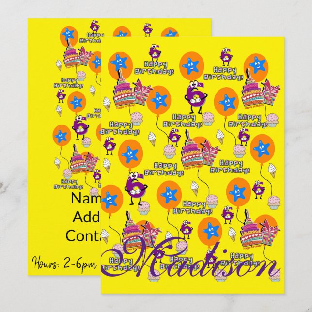 Feliz sexto cumpleaños por invitación #6 (Anverso / Reverso)