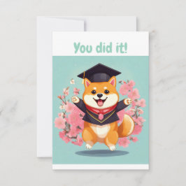feliz shiba inu graduación - tarjeta de graduación