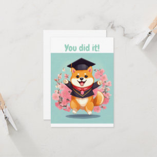 feliz shiba inu graduación - tarjeta de graduación