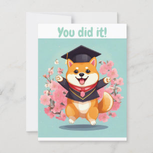 feliz shiba inu graduación - tarjeta de graduación