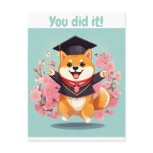 feliz shiba inu graduación - tarjeta de graduación