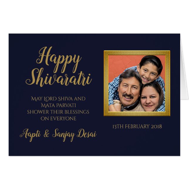Feliz Shivratri en inglés - AGREGAR FOTO azul (Anverso (Horizontal))