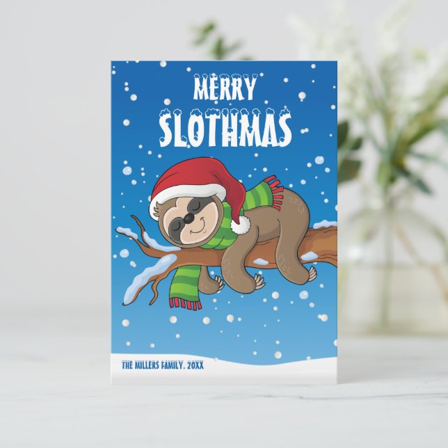 Feliz Slothmas, Tarjeta de Navidad de Perezoso, (Anverso de pie)