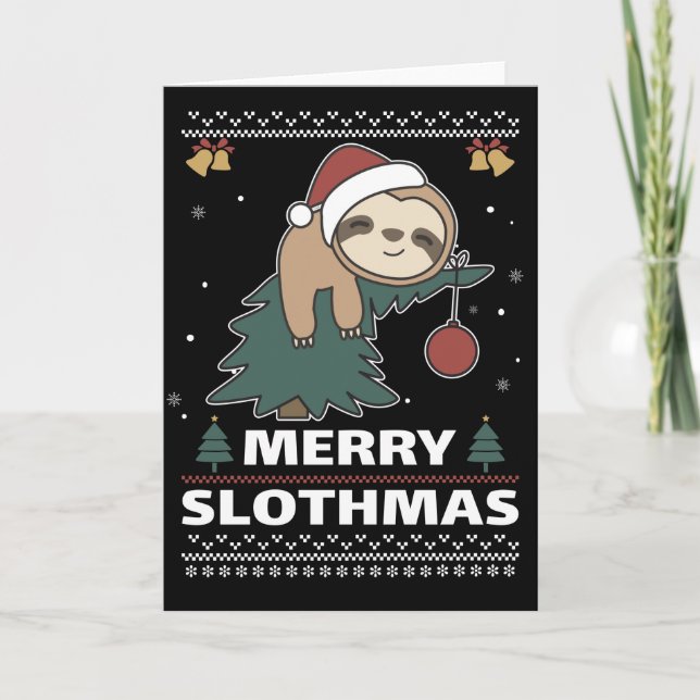 Feliz Slothmas Tarjeta divertida de Navidad con un (Anverso)