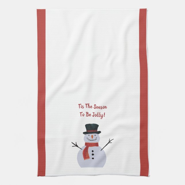 Feliz Snowman en toallas de cocina (Vertical)