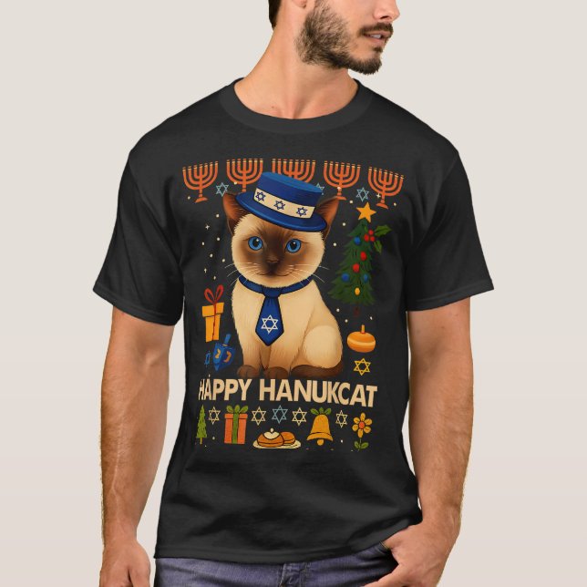 Feliz Suéter Feo Gato Hanukcat Chanukah Judío Cu (Anverso)