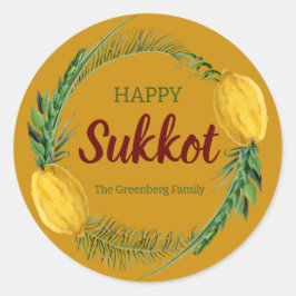Feliz Sukkot Lulav Pegatinas Amarillos