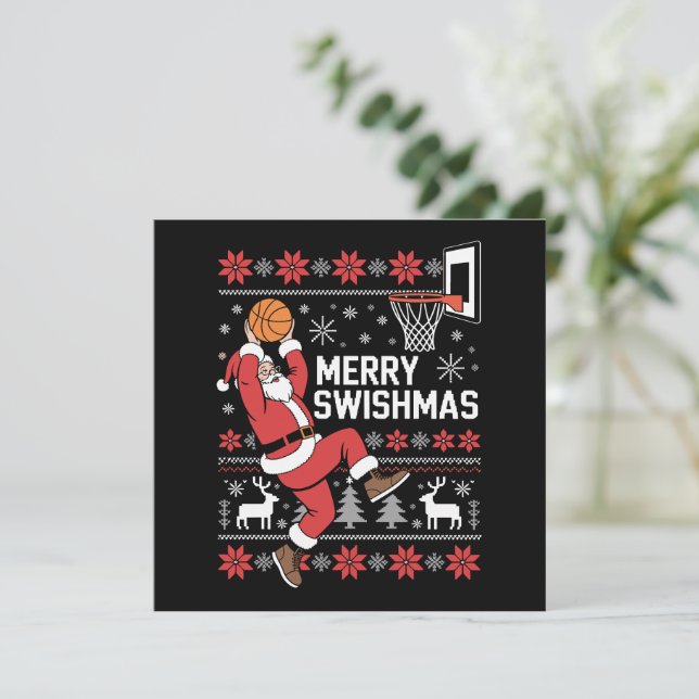 Feliz Swishmas Baloncesto Feo Navidad Navidad  (Anverso de pie)