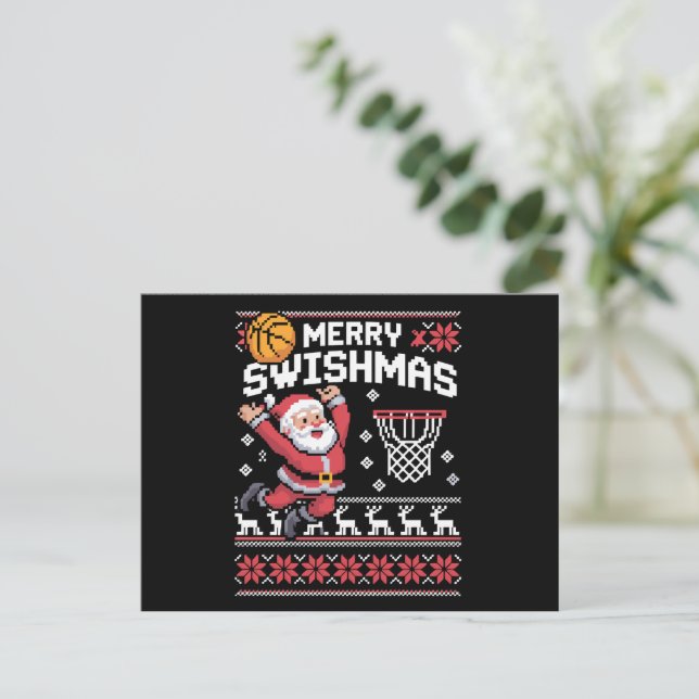 Feliz Swishmas Baloncesto Feo Navidad Xmas  (Anverso de pie)