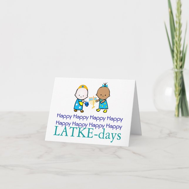 Feliz Tarjeta Chanukah de LATKE-days (Anverso)