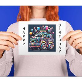 FELIZ TARJETA DE AUTO DE GUAY DE CUMPLEAÑOS