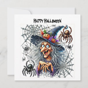 Feliz tarjeta de bruja de Halloween