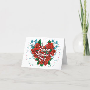 Feliz tarjeta de corazón de Rosa floral de San Val