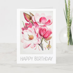 FELIZ TARJETA DE CUMPLEAÑOS BOTÁNICO "MAGNOLIA"