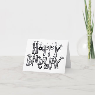 FELIZ TARJETA DE CUMPLEAÑOS EN BLANCO Y NEGRO
