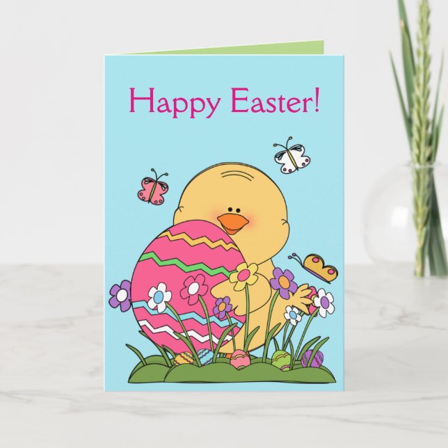 Feliz tarjeta de felicitación de Chick de Pascua (Anverso)