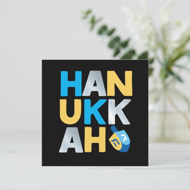 Feliz tarjeta de felicitación de Hanukkah (Anverso de pie)