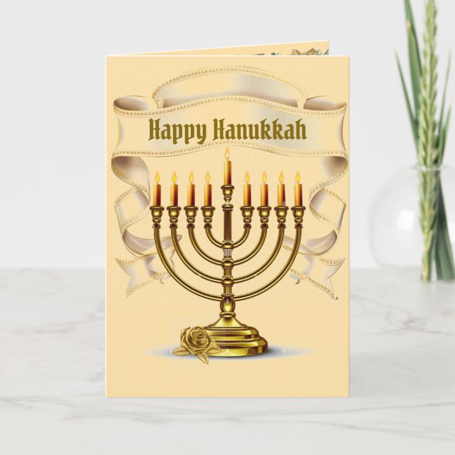 Feliz tarjeta de felicitación de Hanukkah (Anverso)
