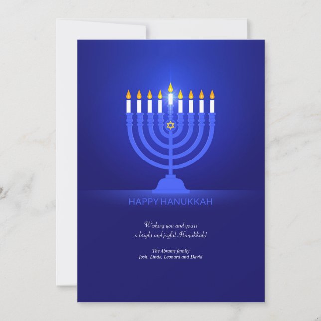 Feliz tarjeta de felicitación de Hanukkah (Anverso)