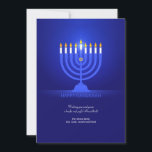 Feliz tarjeta de felicitación de Hanukkah<br><div class="desc">Una hermosa tarjeta de felicitación Hanukkah con un fondo azul real y una menorah iluminada. (Vectores de vacaciones por Vecteezy). La tarjeta es fácil de personalizar con su redacción, tipo de letra, color de fuente, forma de papel y elección del tipo de papel. ¿No es exactamente lo que buscas? Todos...</div>