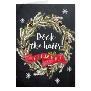 Feliz tarjeta de felicitación de Navidad Deck the