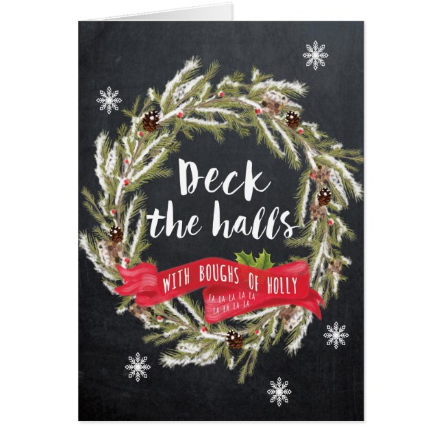 Feliz tarjeta de felicitación de Navidad Deck the  (Frente)