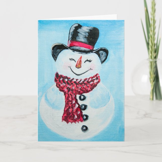 Feliz tarjeta de felicitación de Snowman (Anverso)