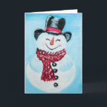 Feliz tarjeta de felicitación de Snowman<br><div class="desc">Una tarjeta de felicitación de hombre de nieve amable y feliz es una manera genial de enviar tus deseos de vacaciones a cualquier miembro de la familia y amigo. Un regalo perfecto para los niños. Esta tarjeta está en blanco dentro para que puedas personalizar tus deseos perfectos.</div>
