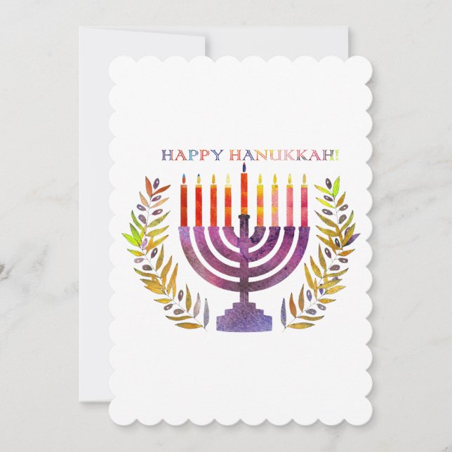 Feliz tarjeta de felicitación plana Hannukah (Anverso)